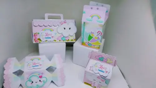 Kit 40 Caixinhas 3d Personalizadas Chuva de Amor