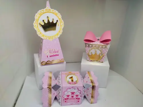 Kit 40 Caixinhas 3D Personalizadas coroa