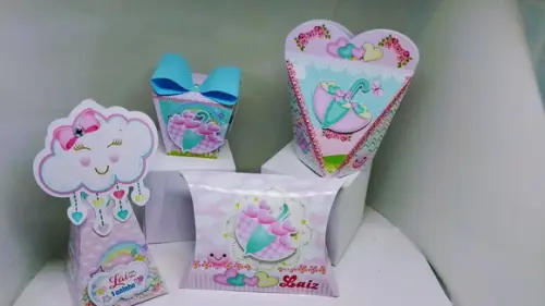 Kit 40 Caixinhas 3d Personalizadas Chuva de Amor