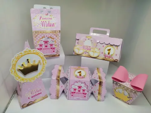 Kit 40 Caixinhas 3D Personalizadas coroa