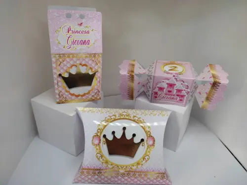 Kit 40 Caixinhas 3D Personalizadas coroa
