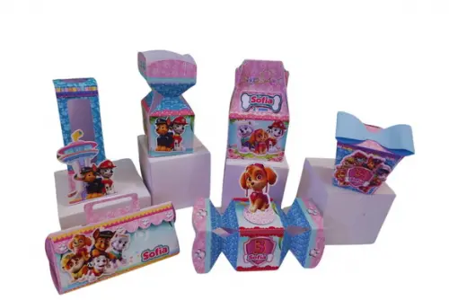 Kit 40 Caixinhas 3d Personalizadas Patrulha Canina