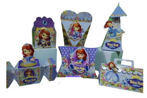 Kit 40 Caixinhas 3d Personalizadas Princesa Sophia