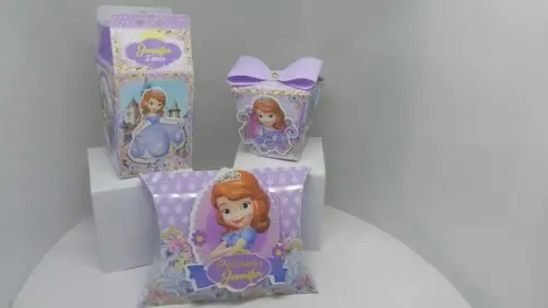 Kit 40 Caixinhas 3d Personalizadas Princesa Sophia