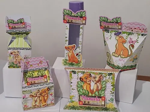 Kit 40 Caixinhas Simba e Nala Rei Leão