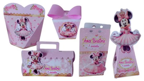 Kit Personalizado Minie Rosa Princesa 30 peças