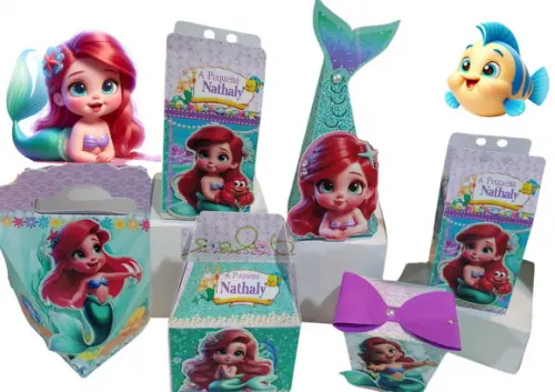 Personalizados Pequena Sereia 3d - 40 Itens