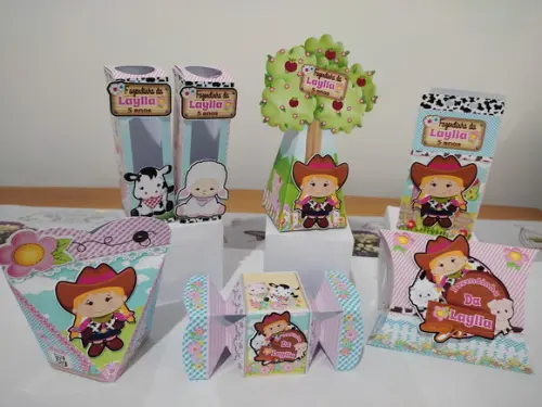 Personalizados Fazendinha Aquarelada Menina - 40 Cx