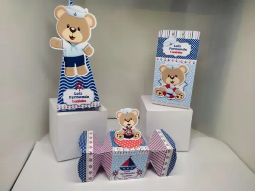 ursinho marinheiro lembrancinhas personalizados kit 50