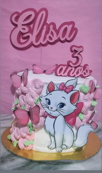 Arquivo de Corte Topo de Bolo Gatinha Marrie com Borboletas