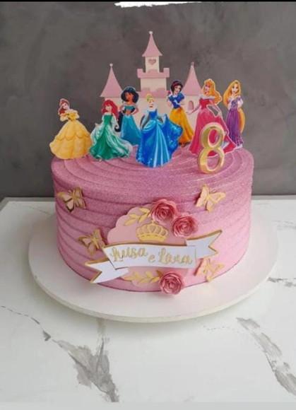 Arquivo de Corte Topo de Bolo Princesas Logo Faixa