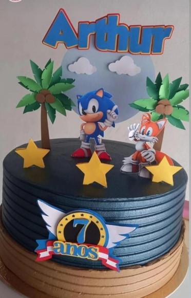 Arquivo de Corte Topo de Bolo Sonic Coqueiro Camadas