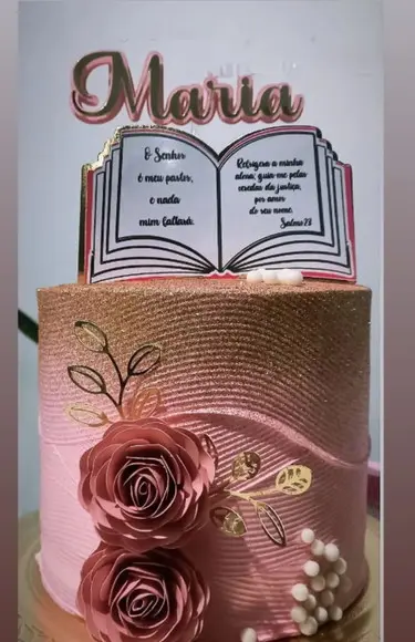 Arquivo de Corte Topo de Bolo Biblia com Flores