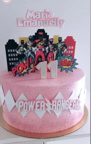 Arquivo de Corte Topo de Bolo Power Rangers Menina