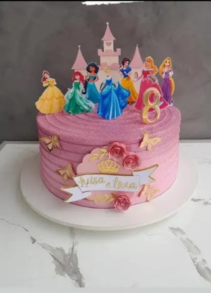 Arquivo de Corte Topo de Bolo Princesas Logo Faixa