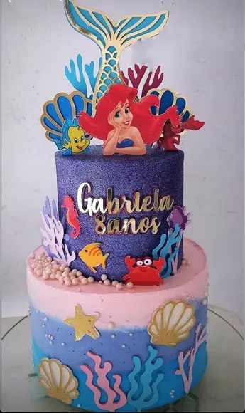 Arquivo de Corte Topo de Bolo Sereia Ariel 2 Andares