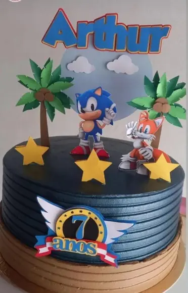Arquivo de Corte Topo de Bolo Sonic Coqueiro Camadas