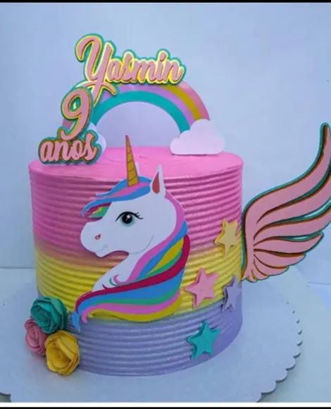 Arquivo de Corte Topo de Bolo Unicornio Asa Lateral