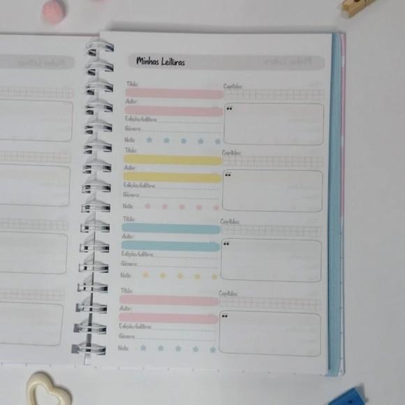 Caderno Diário de Leituras - Registro de Livros - Corações
