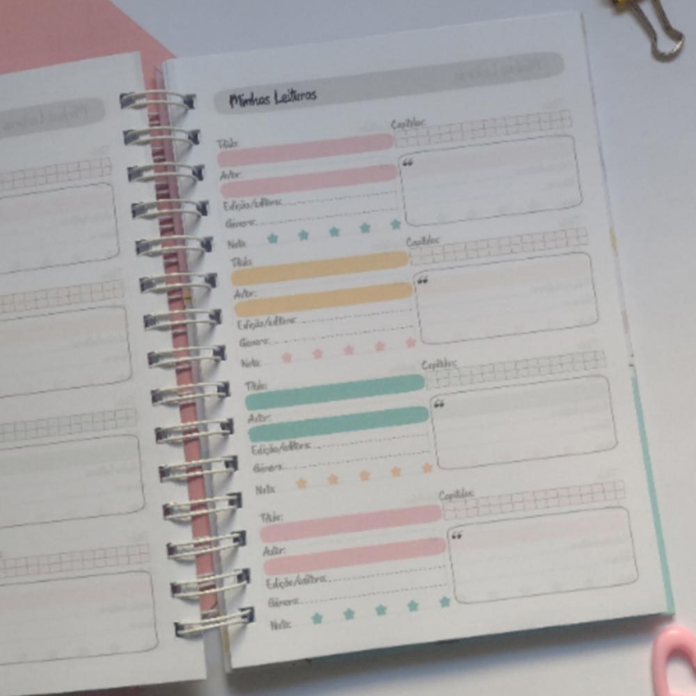 Caderno Diário de Leituras - Registro de Livros - Listras