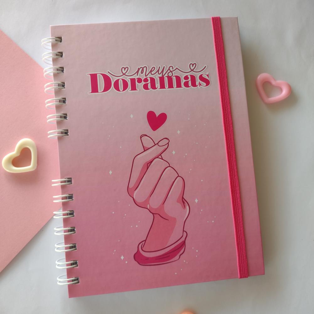 Caderno de Doramas - Coração Coreano Rosa