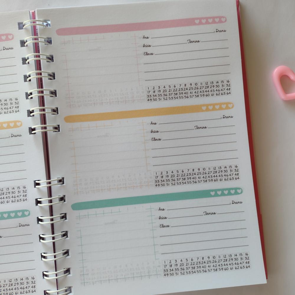 Caderno de Doramas - Coração Coreano Rosa