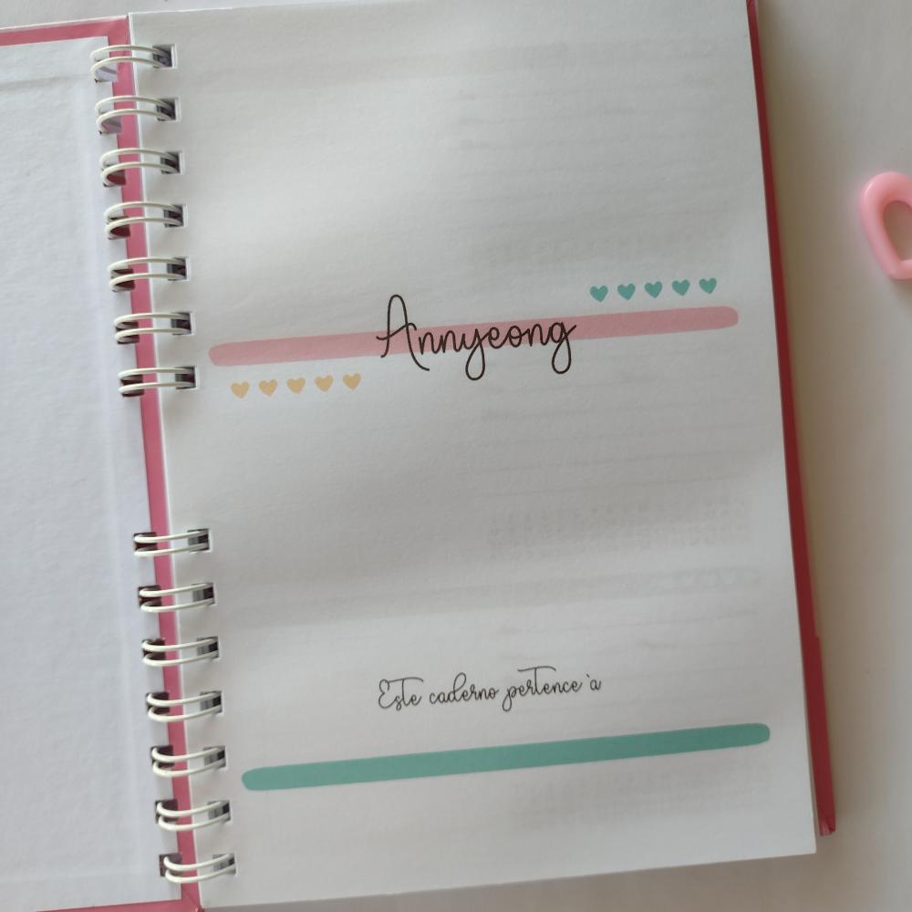 Caderno de Doramas - Coração Coreano Rosa