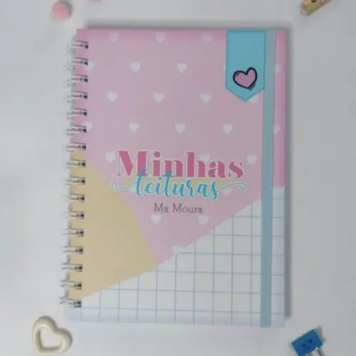 Caderno Diário de Leituras - Registro de Livros - Corações