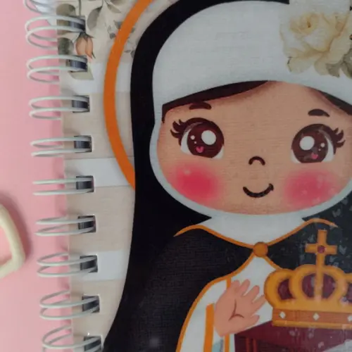 Caderno Santinha A5 - Caderno Pautado Personalizado