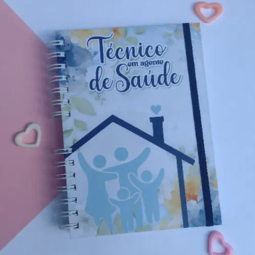 Caderno de Cadastro Técnico em Agente de Saúde - Floral Azul