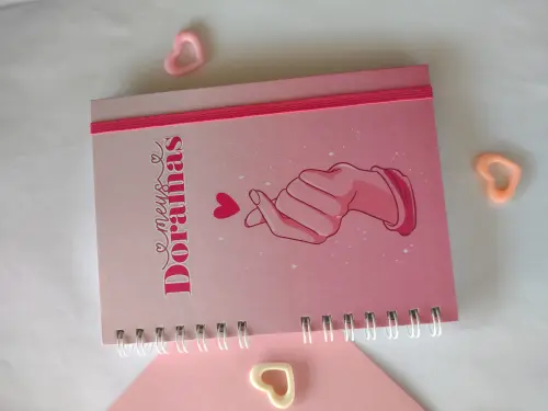 Caderno de Doramas - Coração Coreano Rosa
