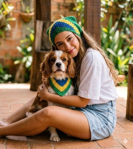 Banda Pet Copa do Mundo Brasil em Crochê