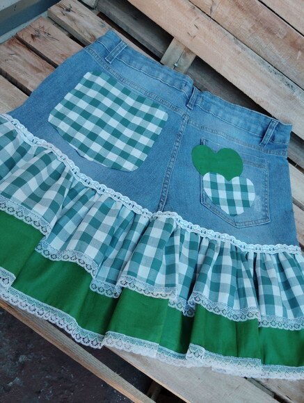 Saia Jeans com Babado Junina