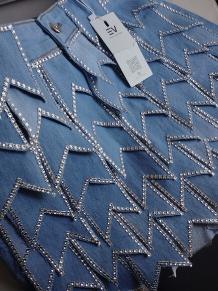 Saia Jeans Junina com Bandeirinhas ( Manta Bijou)