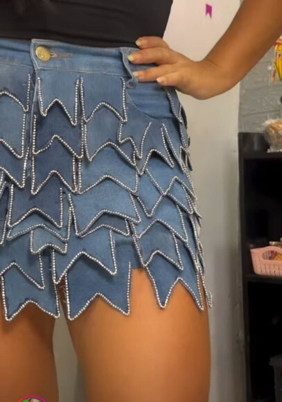 Saia Junina Jeans Bandeirinhas
