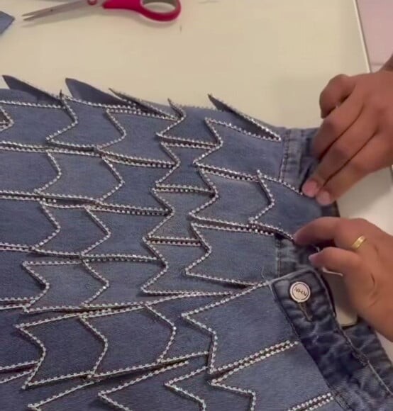 Saia Junina Jeans Bandeirinhas