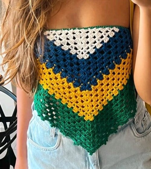 Bandana de Crochê Copa do Mundo Brasil