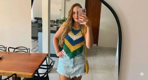 Bandana de Crochê Copa do Mundo Brasil