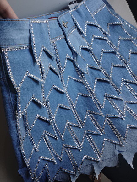 Saia Jeans Junina com Bandeirinhas ( Manta Bijou)