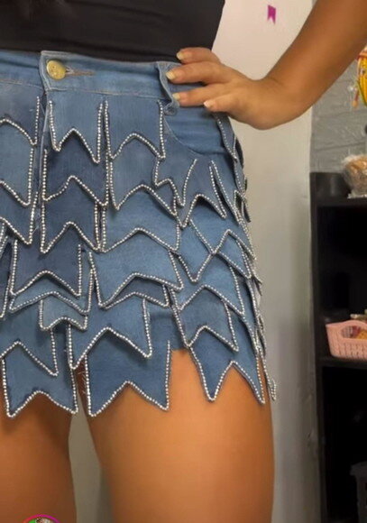 Saia Junina Jeans Bandeirinhas