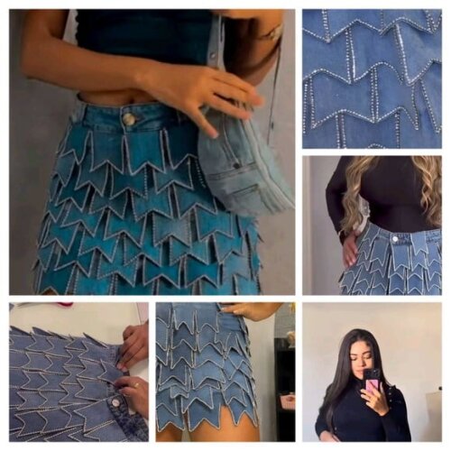 Saia Junina Jeans com Bandeirinhas ( Manta Bijou)