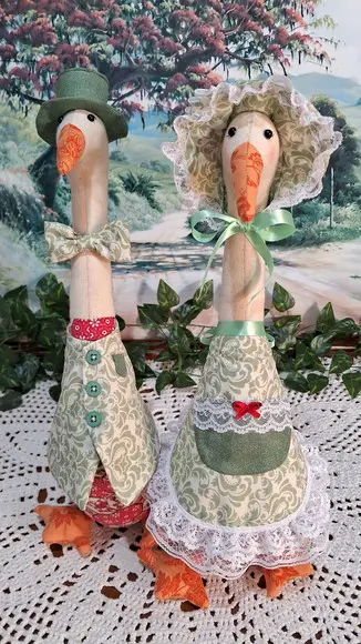 Casal de Pato em Tecido