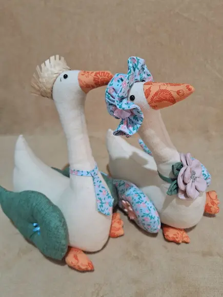 Casal de Patos em Tecido 2