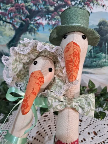 Casal de Pato em Tecido