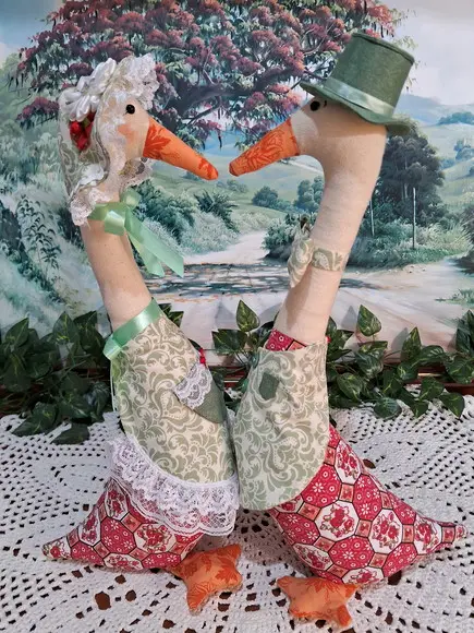 Casal de Pato em Tecido