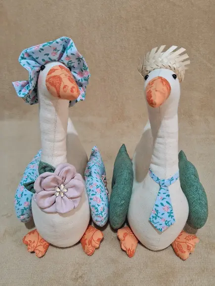 Casal de Patos em Tecido 2