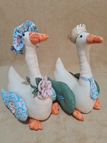 Casal de Patos em Tecido 2