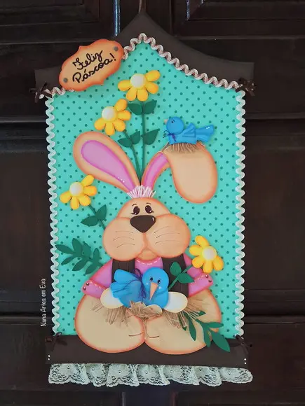 Enfeite de Porta de Coelho para Páscoa