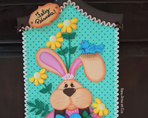 Enfeite de Porta de Coelho para Páscoa