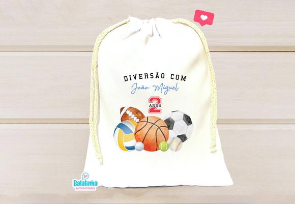 Saquinho Personalizado Bolas Esportivas 15x20cm